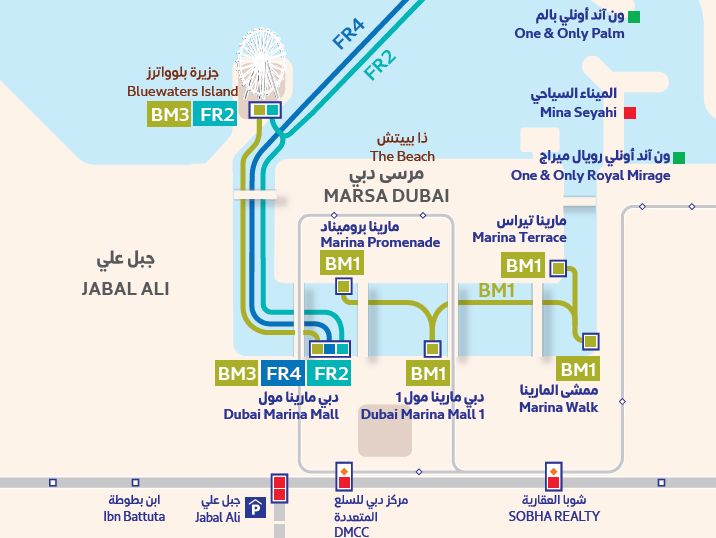 Dubai water & bus routes